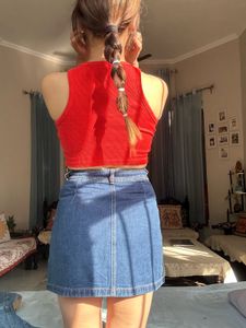 Denim Buttoned Up Mini Skirt