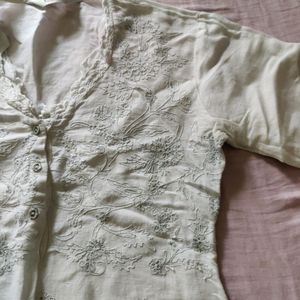 Detailed White Kurti