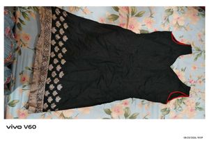 Elegant Black Kurta with Gold Border