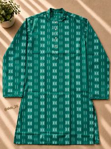Green Printed Cotton Kurta | Punjabi