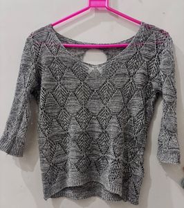 open-knit crochet top