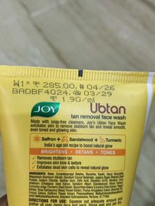 JOY Ubtan Tan Removal Face Wash
