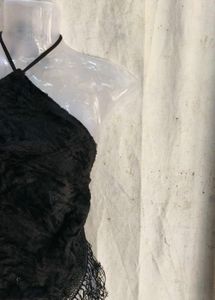 Black Halter Neck Fringe Top