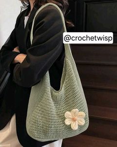 Crochet Flower Detail Tote Bag