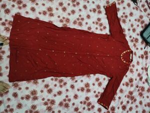 Maroon Printed Kurta