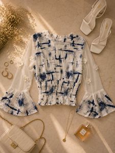 Stylish Printed White Tunic Top