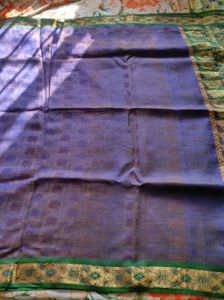 Purple Silk Saree with Green Border