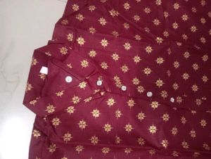 Maroon cotton blend printed Kurta