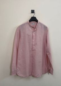 Men's Pink Mandarin Collar Shirt