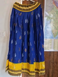 Blue And Yellow Bandhani Lehnga
