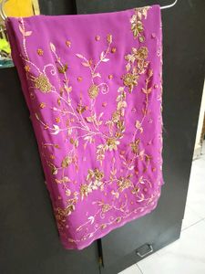 Ghungru in saree Stunning Embroidered Purple Sare