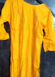 Yellow Kurta with Trendy Ruffle Sleeves