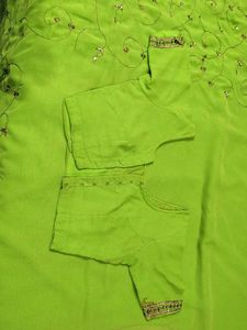 Vibrant Green Embroidered Saree