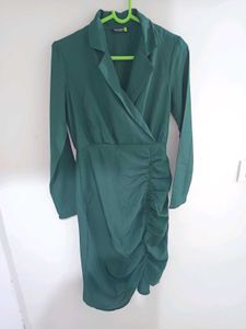 Emerald Green Ruched Blazer Dress