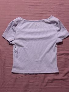Cute Lilac Ribbed Square Neck Top