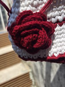 Handmade Crochet Bag with Rose Detail