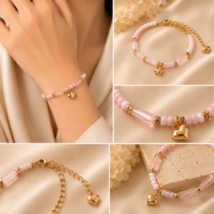 Cute Beaded Bracelet with Heart Charm