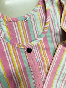 Pastel Striped Kurta Set with Dupatta