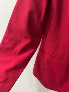 Red Single Button Blazer Jacket