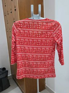 Willis Sport Red &amp; White Printed V-Neck Top