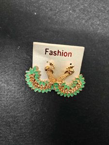 Green Peacock Earrings
