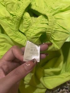 Lime Green dress with puffer sleeves