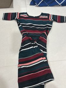 Striped Short Sleeve A-Line Dress