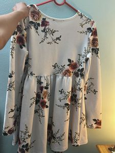 Floral Print Long Sleeve Tunic Mini Dress