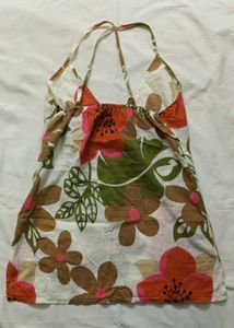 floral print y2k halter neck top
