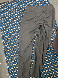 Grey Plaid High-Waisted Trousers