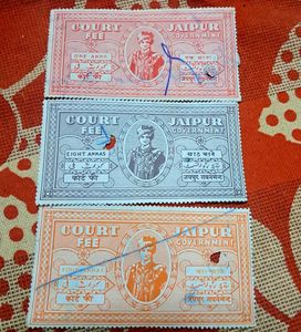 3 JAIPUR STATE COURT FEE FISCAL USED STAMPS