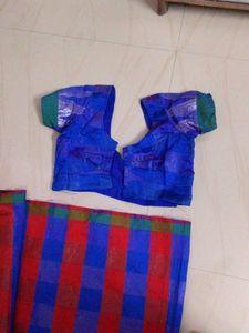 Vibrant Blue &amp; Red Saree