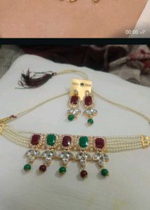 Elegant Pearl &amp; Stone Jewelry Set