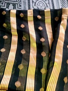Black &amp; Gold Striped Saree