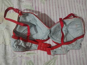 Comfortable Grey &amp; Red Bra 28B