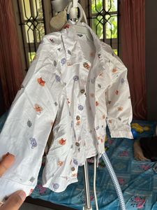 boy baby white Cute Cartoon Print Shirt
