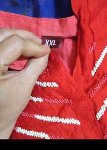 Elegant Red Kurta with White Detailing