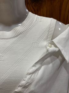 Cropped shirt with sweater vest