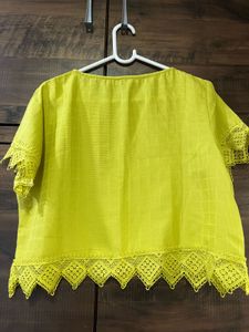 Vibrant Yellow Lace Trim top