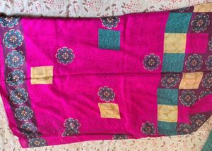 Vibrant Pink Printed Silk Saree