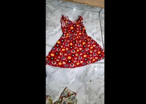 Cute Red Heart Print Dress