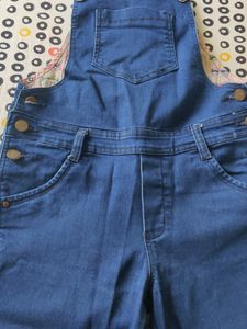 Blue Denim Knee Length Dungaree Waist Size 30inch