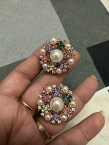 Colourful Pearl Floral Earrings