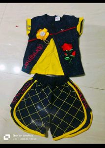 Cute Girls Navy & Yellow Outfit