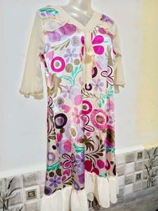 Vibrant Floral Print Dress Size S-M 34"-36"