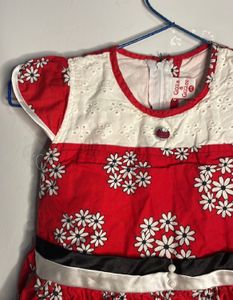Girls' Red &amp; White Floral Dress