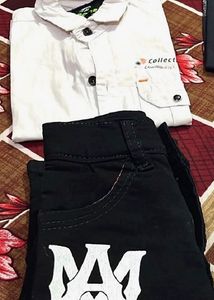 Babyboy White Shirt and Black Jeans Combo
