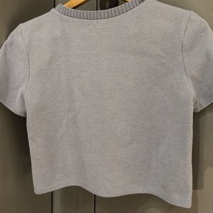 ZARA Lavender Cropped Knit Top