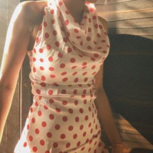 Halter neck polka dot dress