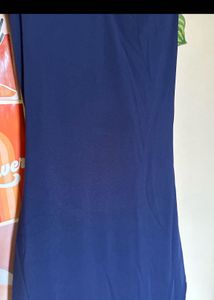 Elegant Navy Blue High Slit Dress